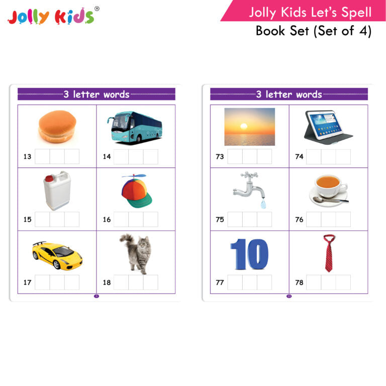 Jolly Kids Let???s Spell 3-4-5-6 Letter Words Books Set of 4| 3 Letter Words | 4 Letter Words| 5 Letter Words| 6 Letter Words| Ages 3-7 years -  buy in usa 