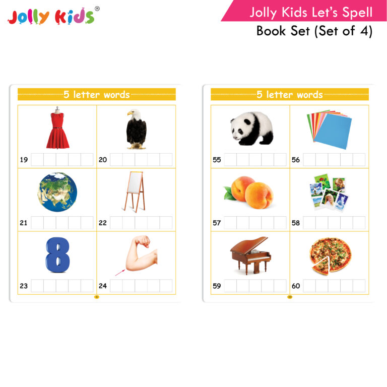 Jolly Kids Let?s Spell 3-4-5-6 Letter Words Books Set of 4| 3 Letter Words | 4 Letter Words| 5 Letter Words| 6 Letter Words| Ages 3-7 years