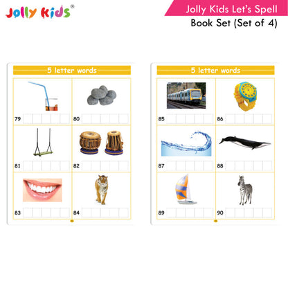 Jolly Kids Let?s Spell 3-4-5-6 Letter Words Books Set of 4| 3 Letter Words | 4 Letter Words| 5 Letter Words| 6 Letter Words| Ages 3-7 years