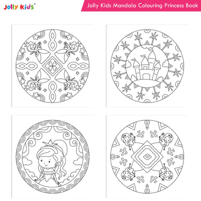 Jolly Kids Mandala Colouring Books Set| Set of 4| Colouring Book: Stress Relieving Designs Flower, Jungle, Princess & Unicorn Colouring Books