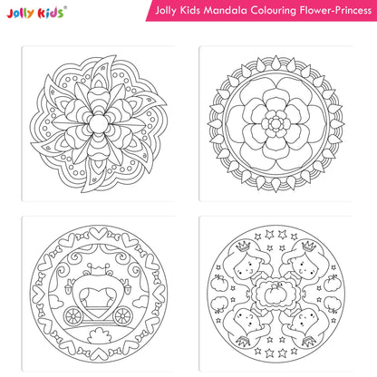 Jolly Kids Mandala Colouring Books Set| Set of 4| Colouring Book: Stress Relieving Designs Flower, Jungle, Princess & Unicorn Colouring Books