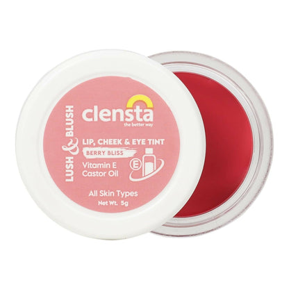 Clensta Lip Cheek Tint - Berry Bliss with Goodness of Vitamin E & Castor Oil