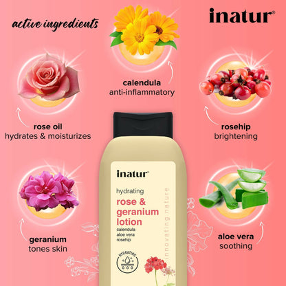 Inatur Rose and Geranium Lotion