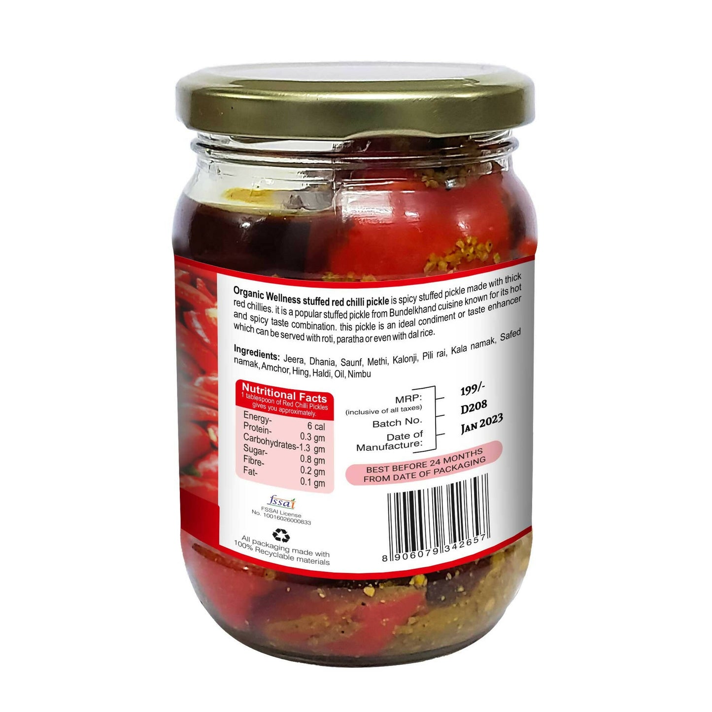 Organic Wellness Red Chilli Pickle