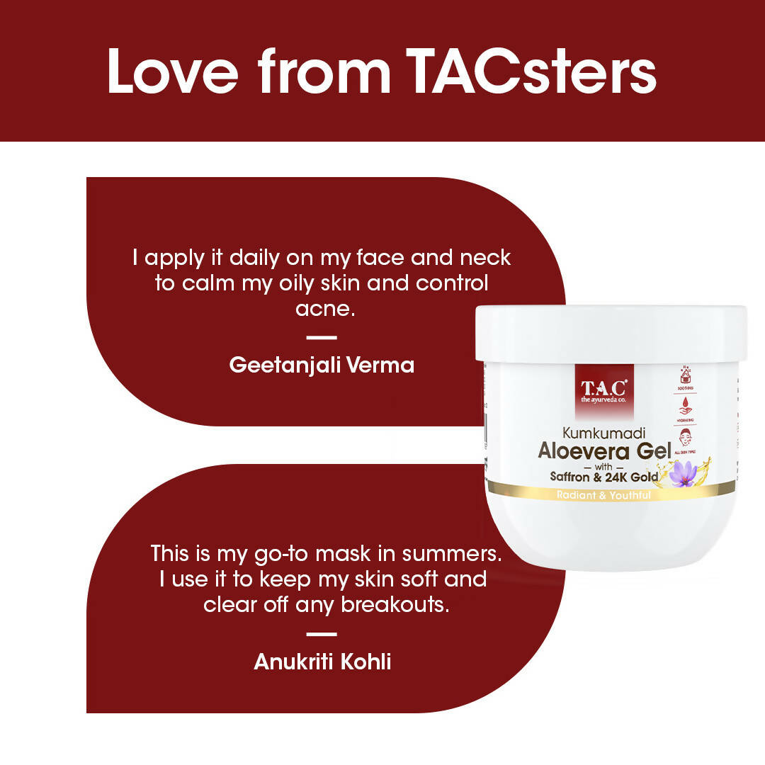 TAC - The Ayurveda Co. Kumkumadi Natural Aloevera Gel for Face & Body with Saffron & 24K Gold Flakes