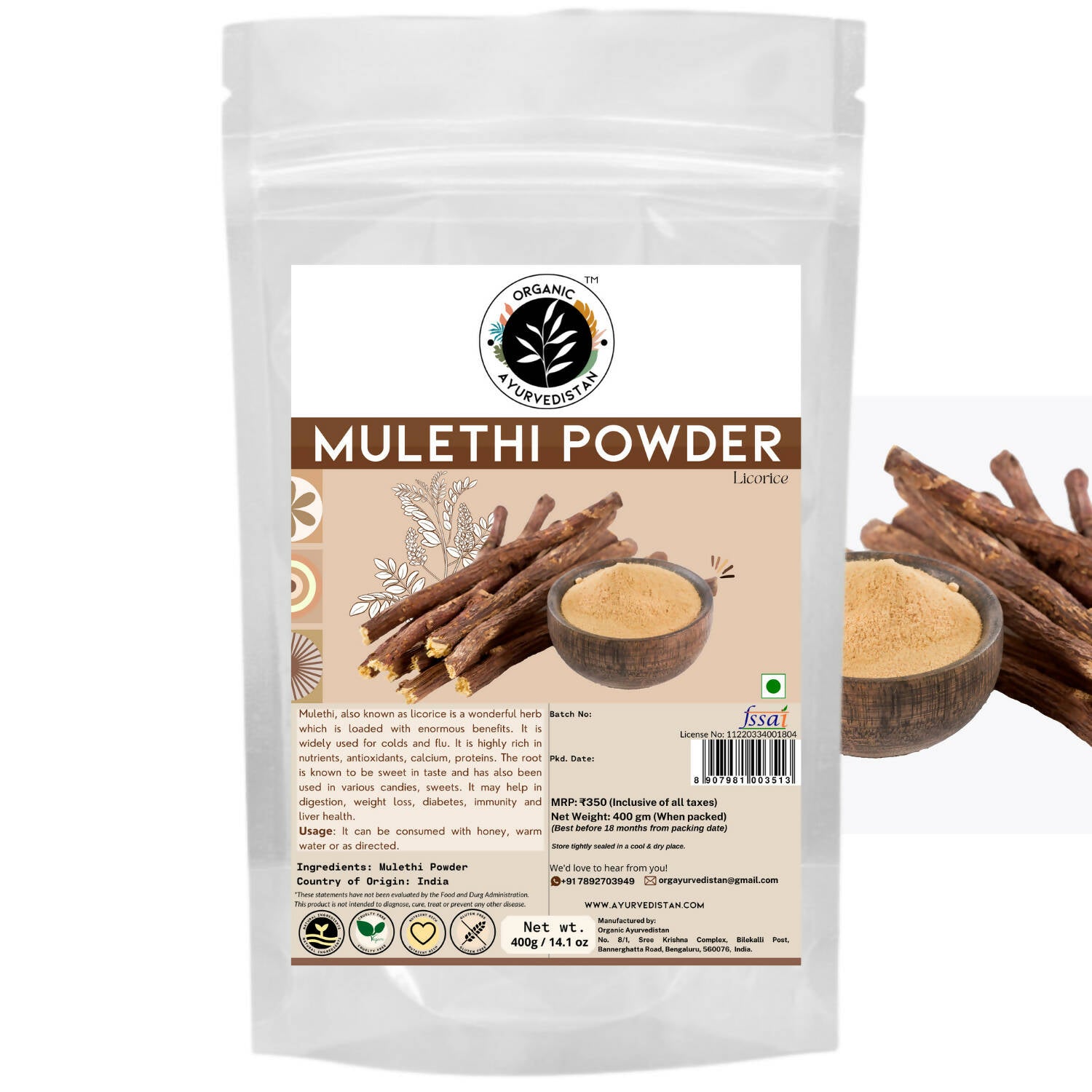 Organic Ayurvedistan Mulethi Powder -  buy in usa 