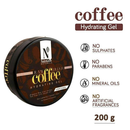 NutriGlow NATURAL'S Coffee Hydrating Gel, Organic Raw Irish Coffee With Tea Tree With Jojoba Oil