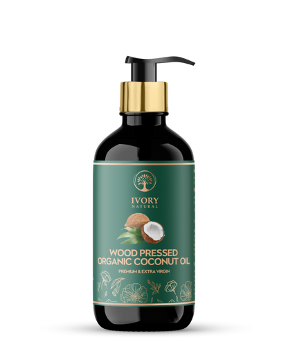 Ivory Natural Wood Pressed Organic Coconut Oil , Premium Extra Virgin Oil - For Radiant Skin, Hair Wellness & Baby Care