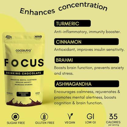 Cocosutra Lite - Focus - Sugar Free Drinking Chocolate Mix