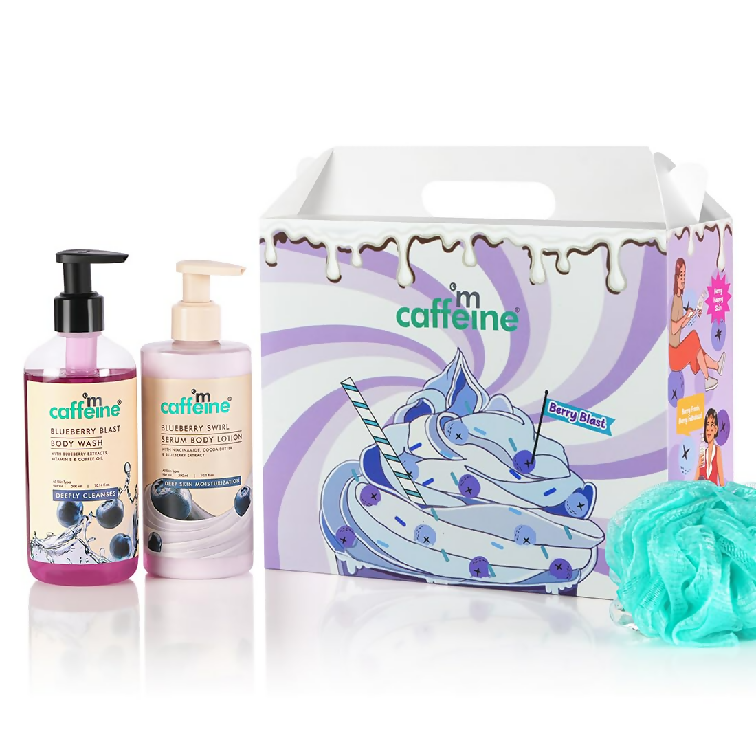 Mcaffeine Blueberry Escape Bath & Body Gift Kit Set - 600 Caps