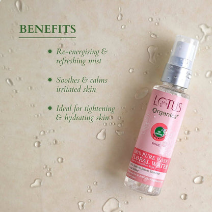 Lotus Organics+ 100% Pure Rose Floral Water