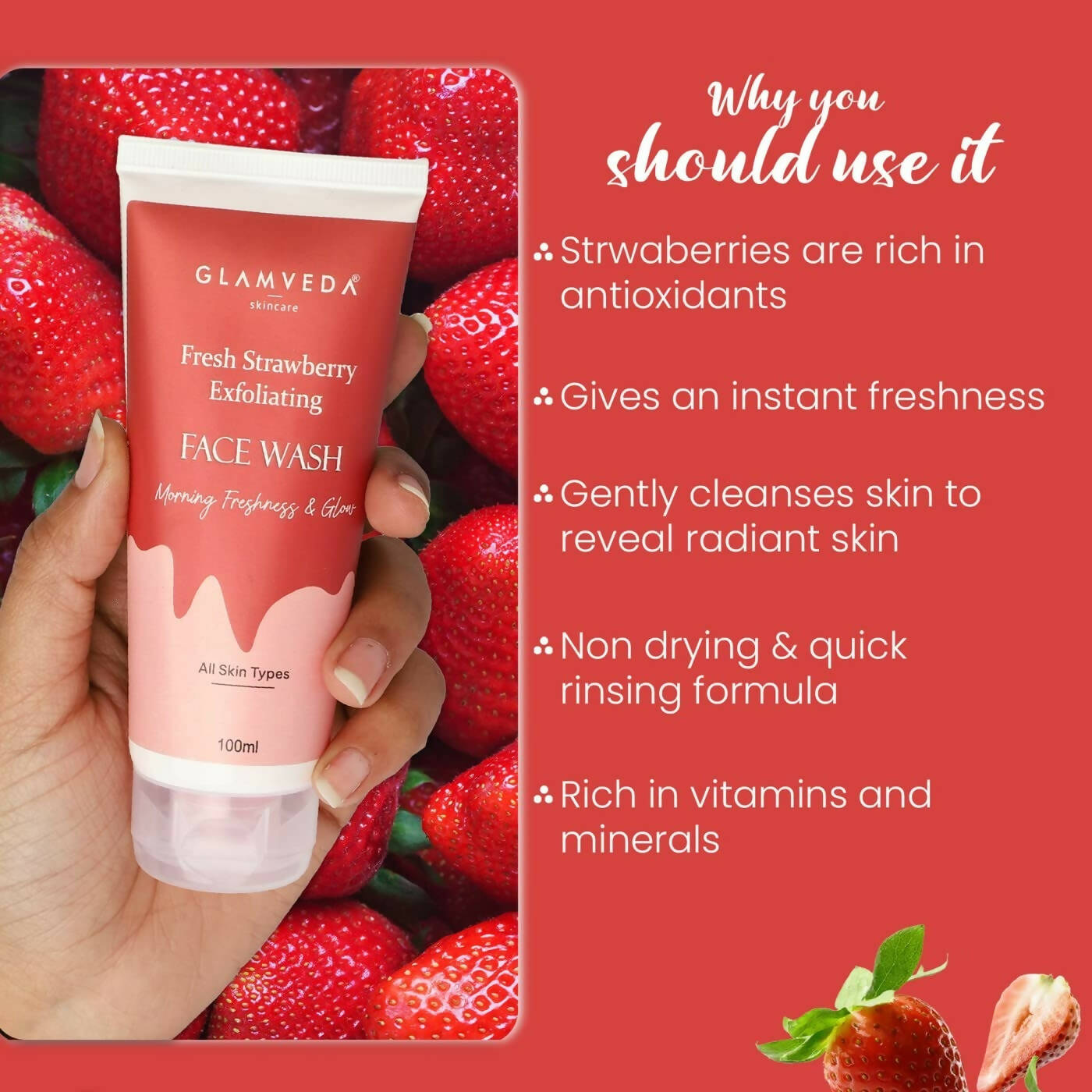 Glamveda Strawberry Exfoliating Face Wash