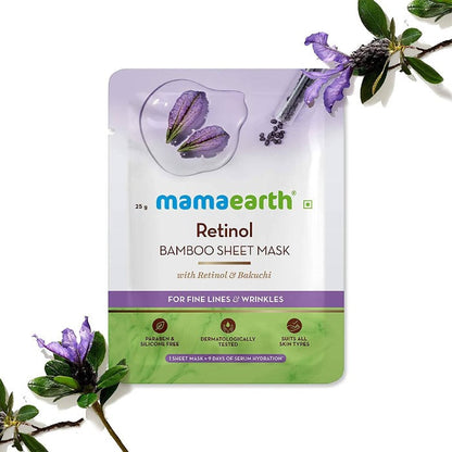 Mamaearth Retinol Bamboo Sheet Mask For Fine Lines & Wrinkles