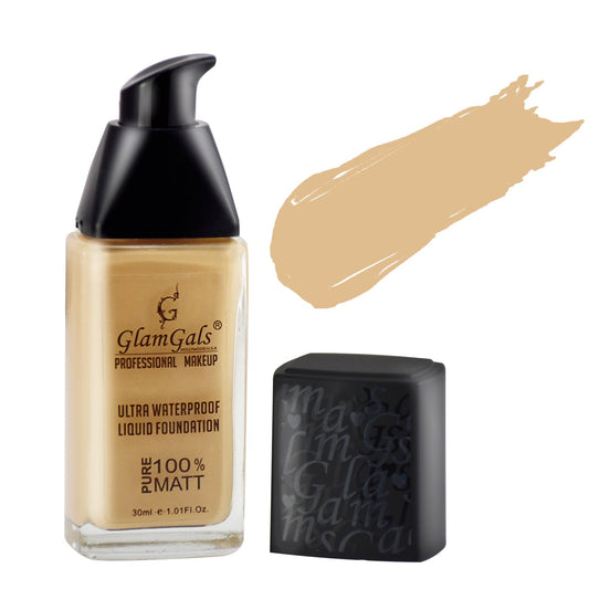 Glamgals Hollywood-U.S.A Matte Finished Ultra Water Proof Liquid Foundation, Beige - BUDNE