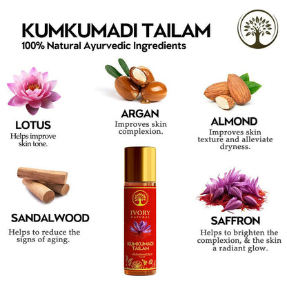 Ivory Natural Kumkumadi Tailam Face Oil - Saffron And Lotus Essence For Skin Revitalization