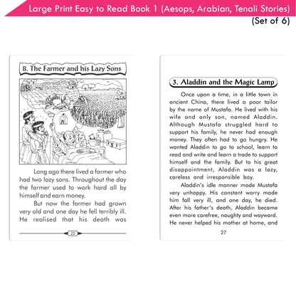 Large Print Easy to Read Aesop's Fables, Arabian Nights & Tenali Raman Classic Stories Books Set of 6| Ages 6 - 12 Year