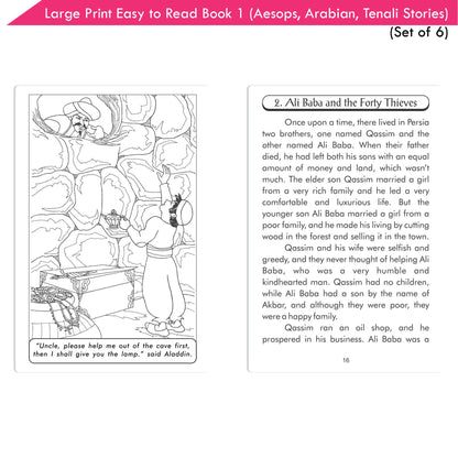 Large Print Easy to Read Aesop's Fables, Arabian Nights & Tenali Raman Classic Stories Books Set of 6| Ages 6 - 12 Year