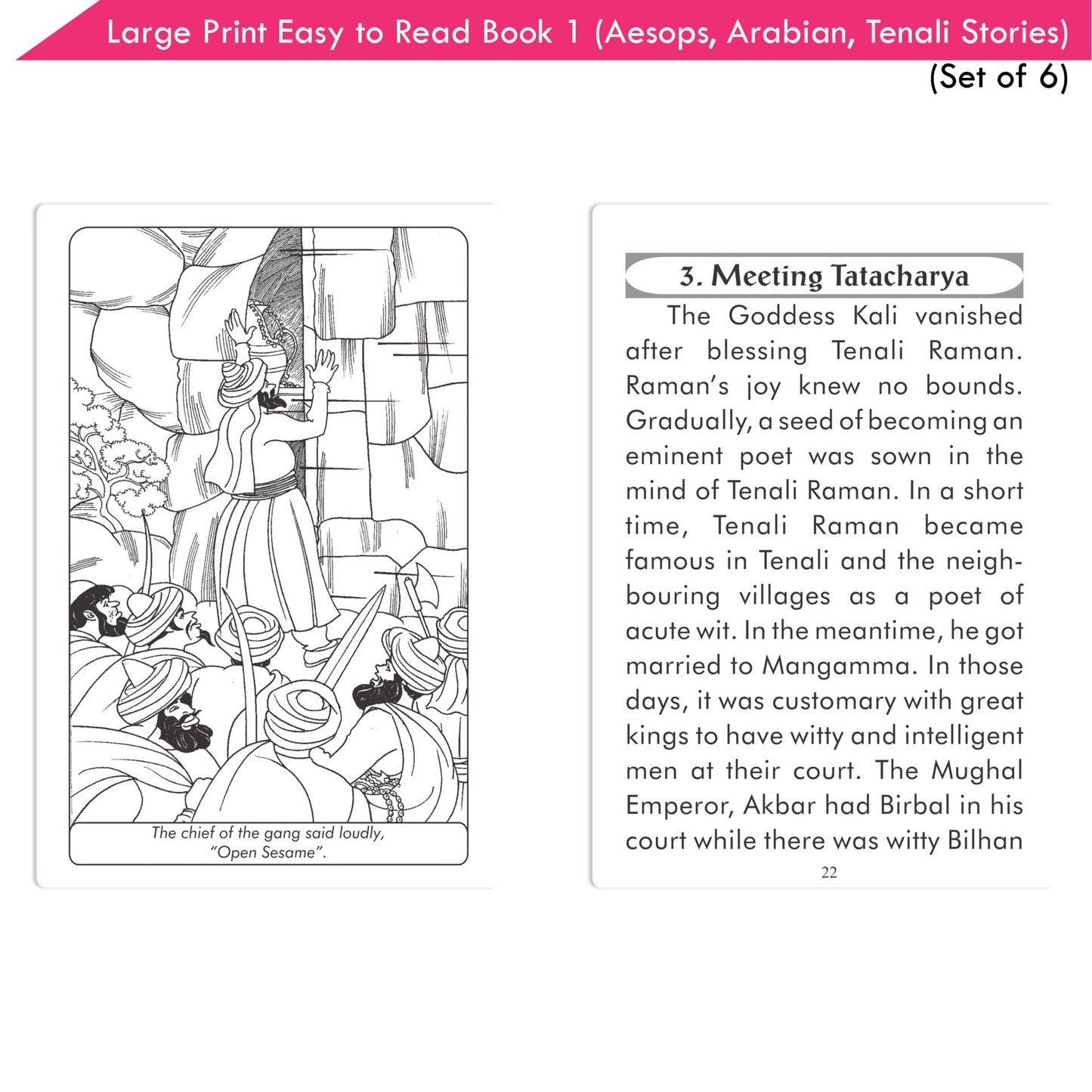 Large Print Easy to Read Aesop's Fables, Arabian Nights & Tenali Raman Classic Stories Books Set of 6| Ages 6 - 12 Year