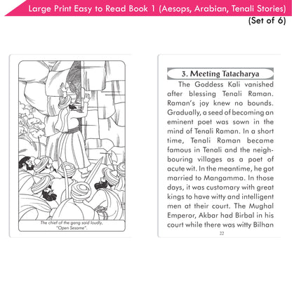 Large Print Easy to Read Aesop's Fables, Arabian Nights & Tenali Raman Classic Stories Books Set of 6| Ages 6 - 12 Year