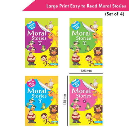 Large Print Easy to Read Moral Stories Set of 4| Bedtime Stories Books for Kids| Ages 4-8 Years