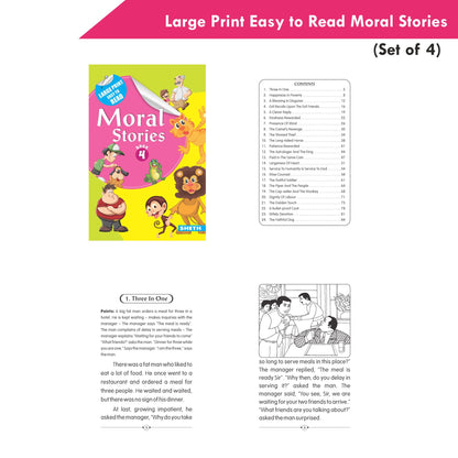 Large Print Easy to Read Moral Stories Set of 4| Bedtime Stories Books for Kids| Ages 4-8 Years