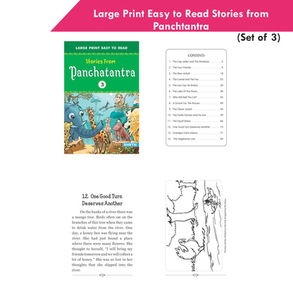 Large Print Easy to Read Panchtantra Stories Books Set of 3| Children Stories Books Ages 4-8 Year