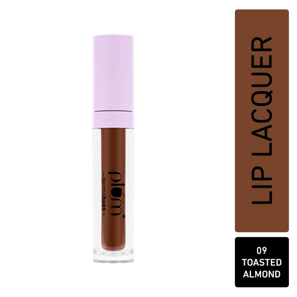 Plum Glassy Glaze Lip Lacquer 3-in-1 Lipstick + Lip Balm + Gloss 09 Toasted Almond