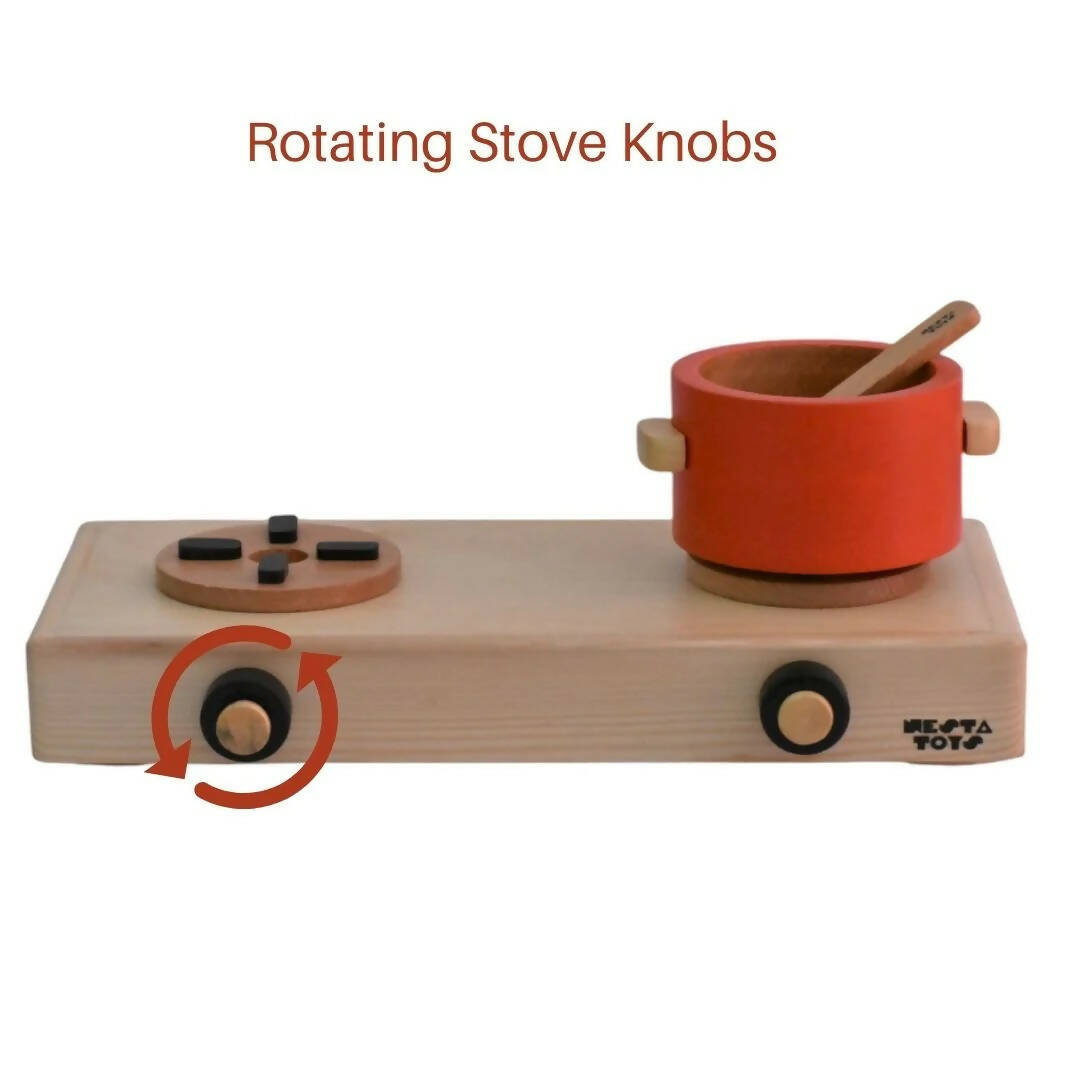 Nesta Toys Wooden Gas Stove Toy | Kitchen Play Toy for Kids