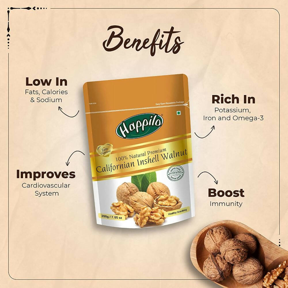 Happilo Premium Californian Almonds, Whole Cashews, Raisins & Walnuts Inshell Combo