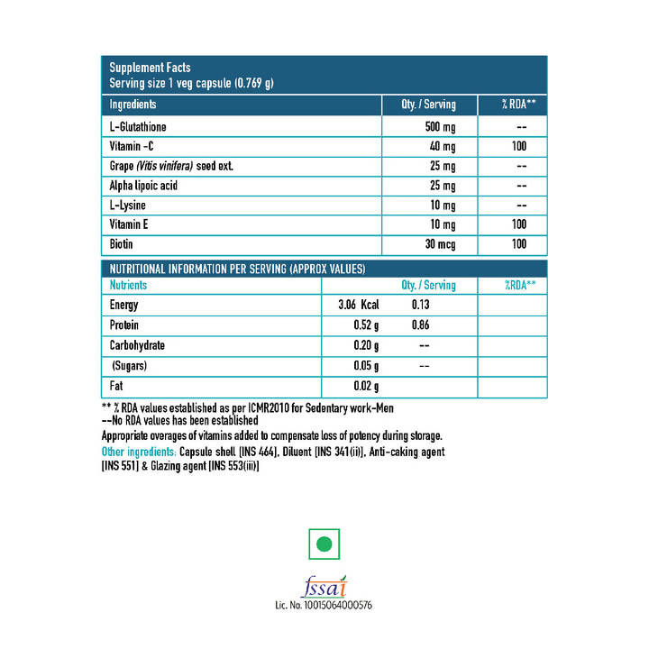 HK Vitals Glutathione Veg Capsules