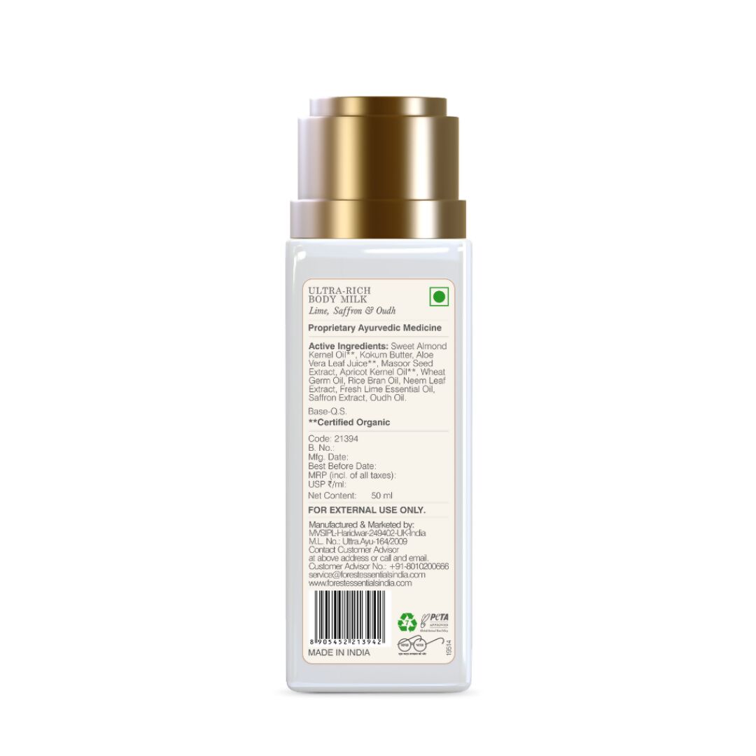 Forest Essentials Ultra-Rich Body Milk Lime Saffron & Oudh