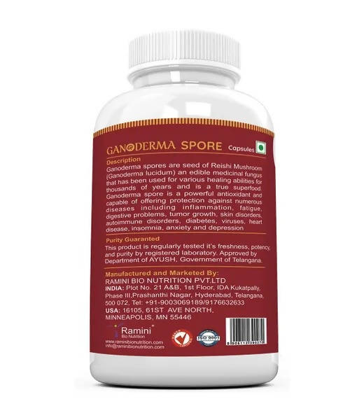 Ramini Bio Nutrition Ganoderma Spore 400mg Veg Capsules