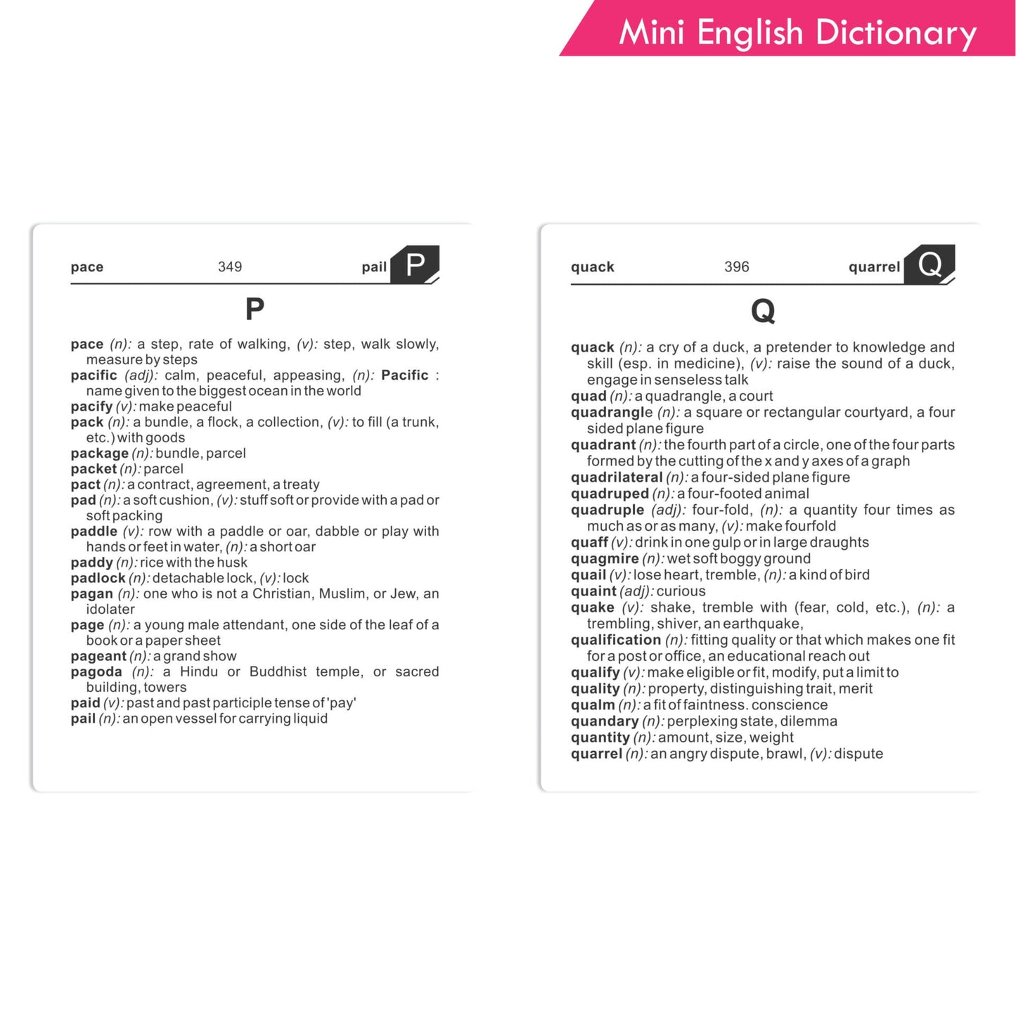 Mini English Dictionary, Pocket Dictionary Age 12+ Years