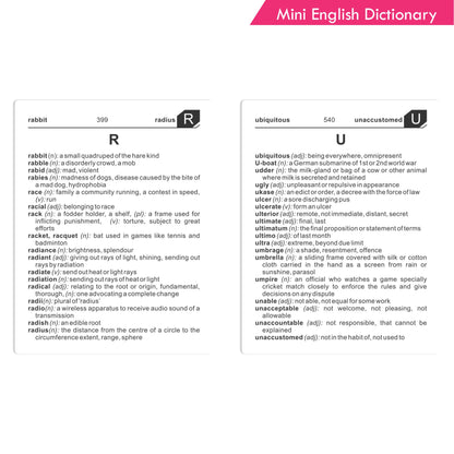 Mini English Dictionary, Pocket Dictionary Age 12+ Years