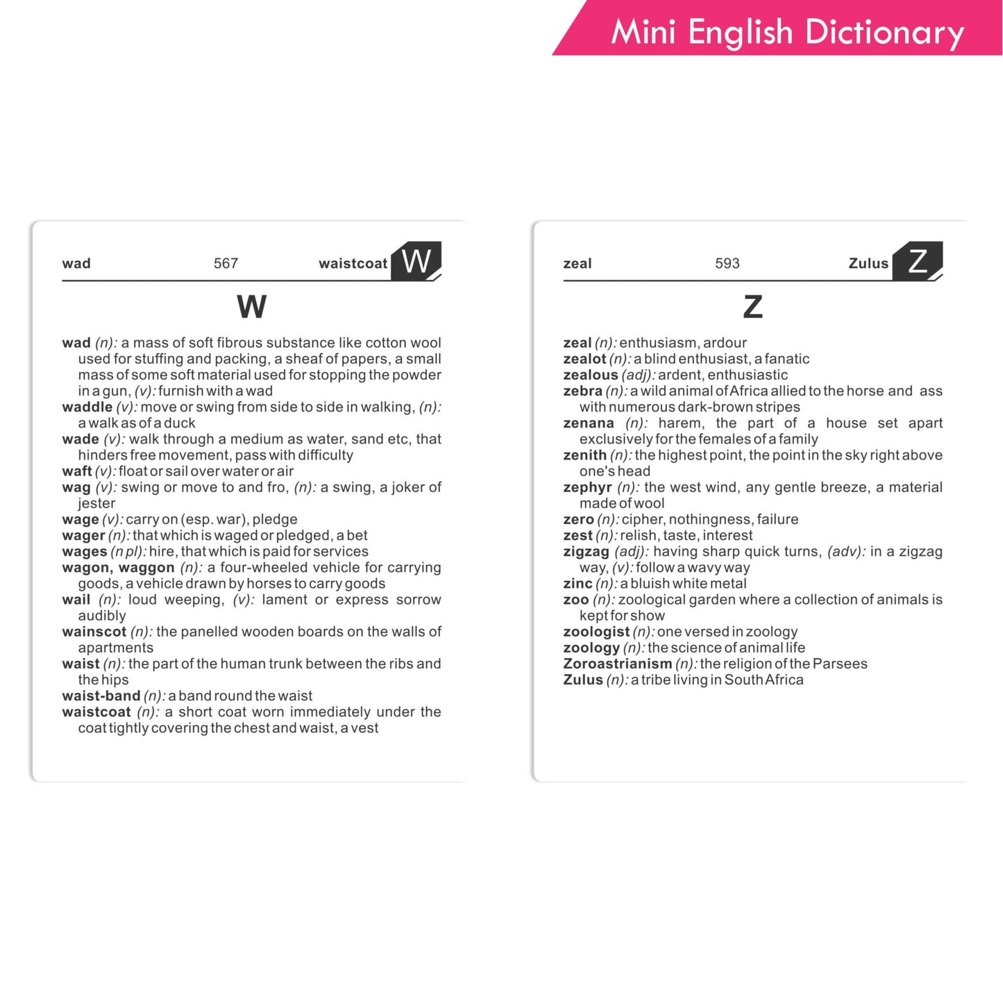 Mini English Dictionary, Pocket Dictionary Age 12+ Years