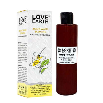 Love Earth Body Wash Jasmine, Green Tea & Charcoal