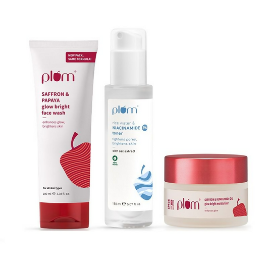 Plum CTM Combo - Saffron & Papaya Face Wash, Niacinamide Toner - 300GM