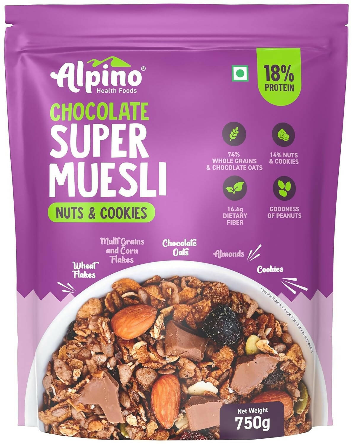 Alpino Chocolate Super Muesli Nuts & Cookies - BUDNE