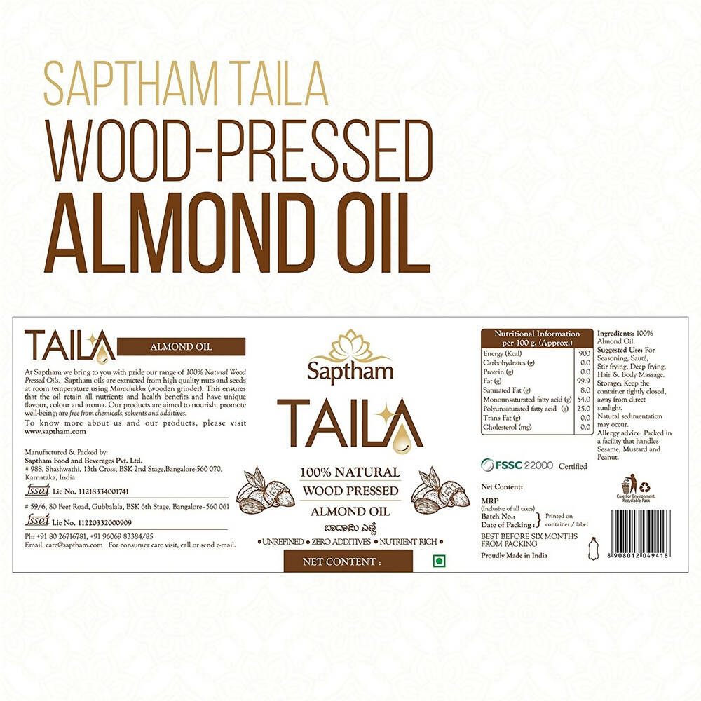 Saptham Taila 100% Wood Pressed Almond Oil