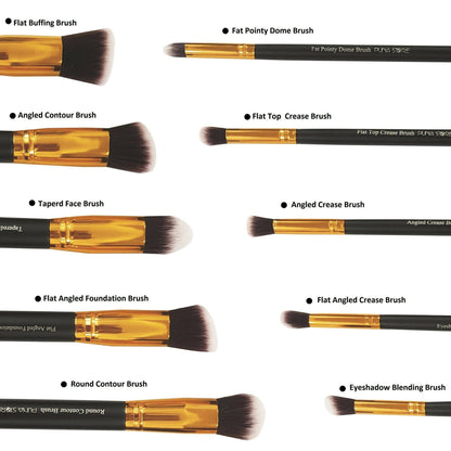 Favon Pack of 10 Professional Makeup Brushes