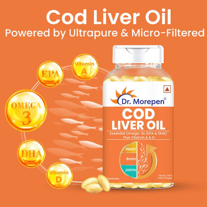 Dr. Morepen COD Liver Oil Softgels and Omega 3 Deep Sea Fish Oil Softgels Combo