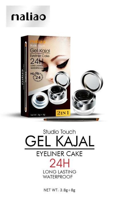 Maliao Professional Studio Touch 24H Long-Lasting Waterproof 2In1 Gel Kajal & Eyeliner Cake