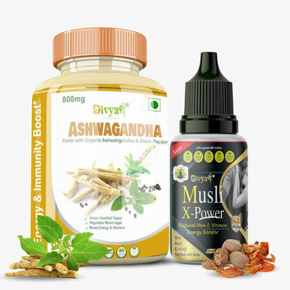 Divya Shree Ashwagandha Capsule & Musli Oil Combo -  usa australia canada 