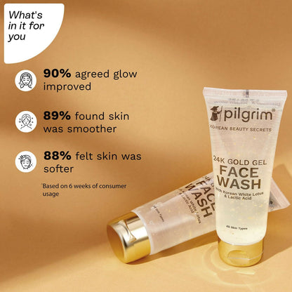 Pilgrim 24k Gold Gel Facewash with Korean White Lotus For Glowing Skin, Reduce Dark Spot And Improves Skin Texture