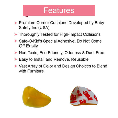 Safe-O-Kid Tear Drop Corner Caps, Yellow For Kids Protection