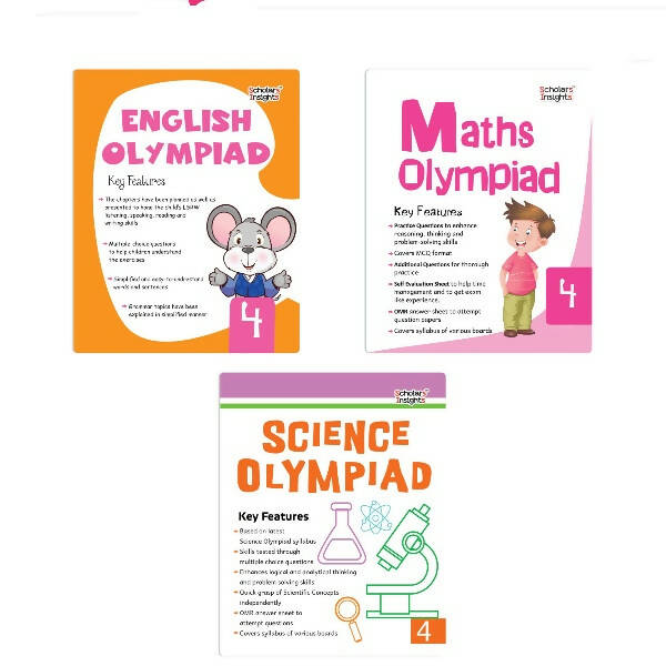 Scholars Insights Olympiad English, Maths and Science Workbooks Grade 4| Set of 3| Ages 9 - 11 Year -  buy in usa 