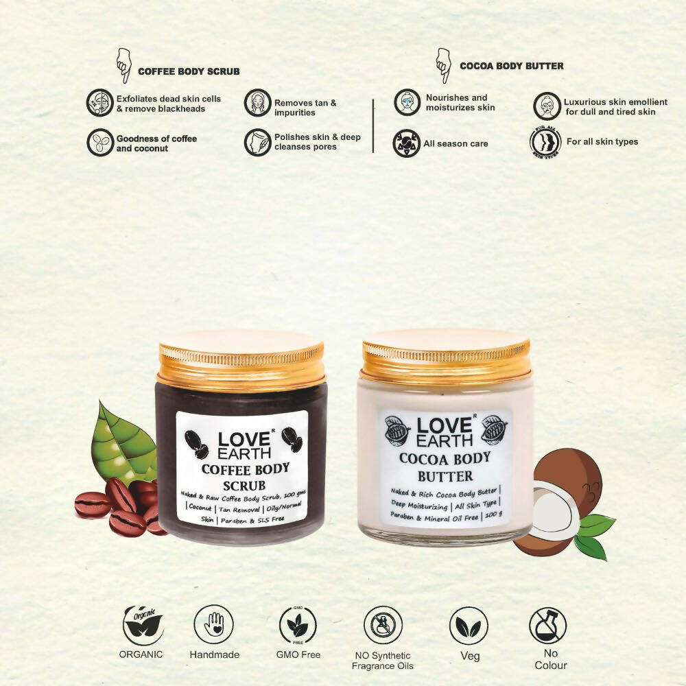 Love Earth Coffee Body Scrub & Cocoa Body Butter