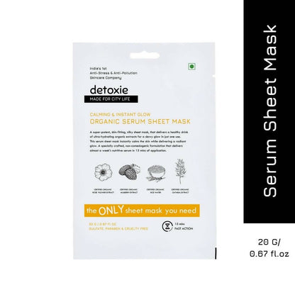 Detoxie Calming & Instant Glow Organic Serum Sheet Mask