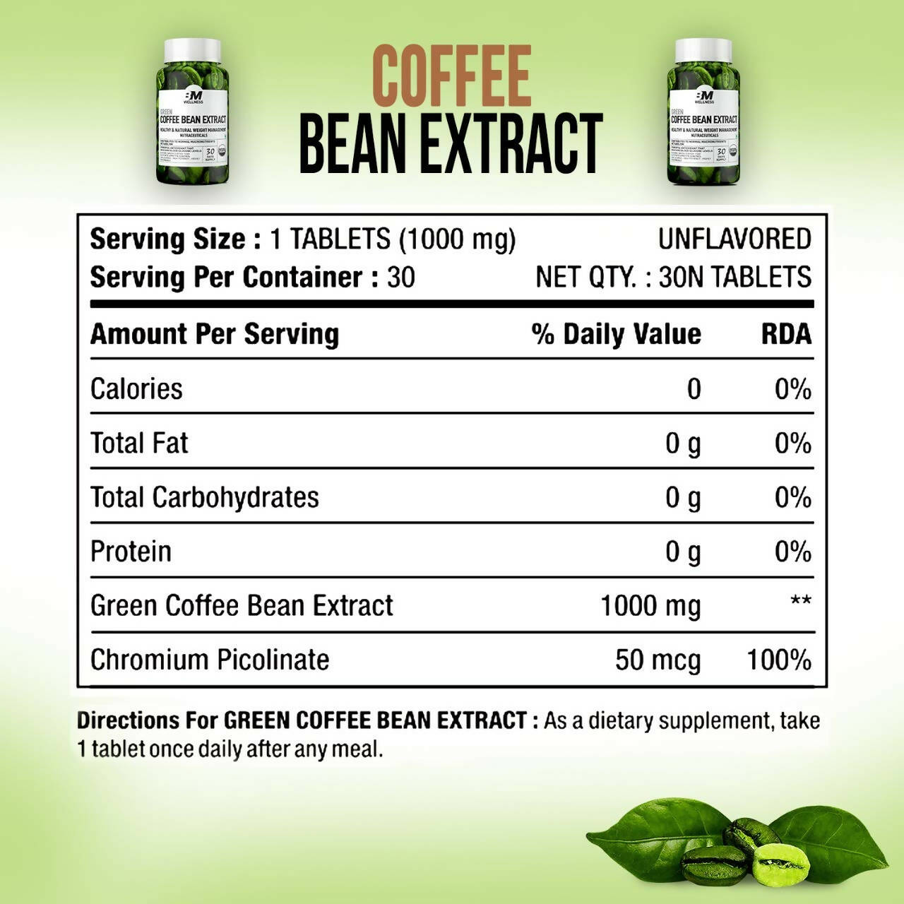 BM Wellness Green Coffee Bean Extract Tablets