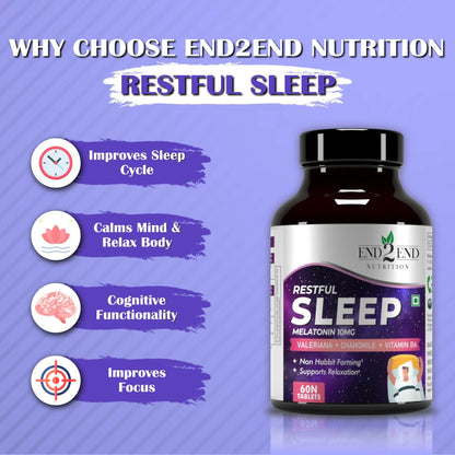 End2End Nutrition Restful Sleep Melatonin Tablets